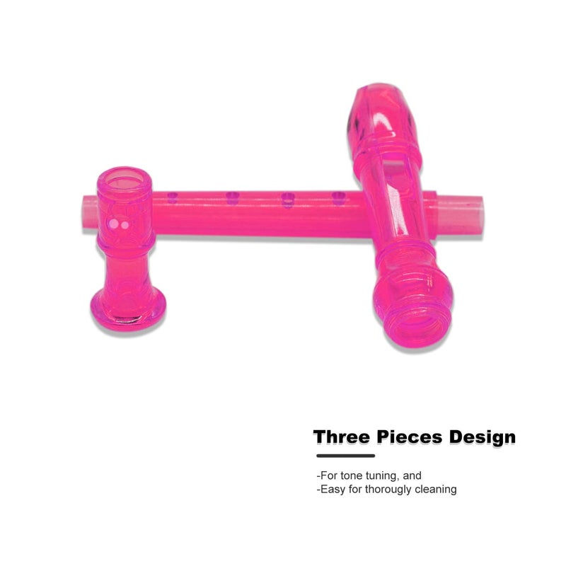 ENGIEGEE SJOYS ENGIEGEE 8-Hole Soprano Descant Recorder Kids Music Flute with Cleaning Rod & Case Bag For School Student Home Entertainment Transparent Pink - Image 2